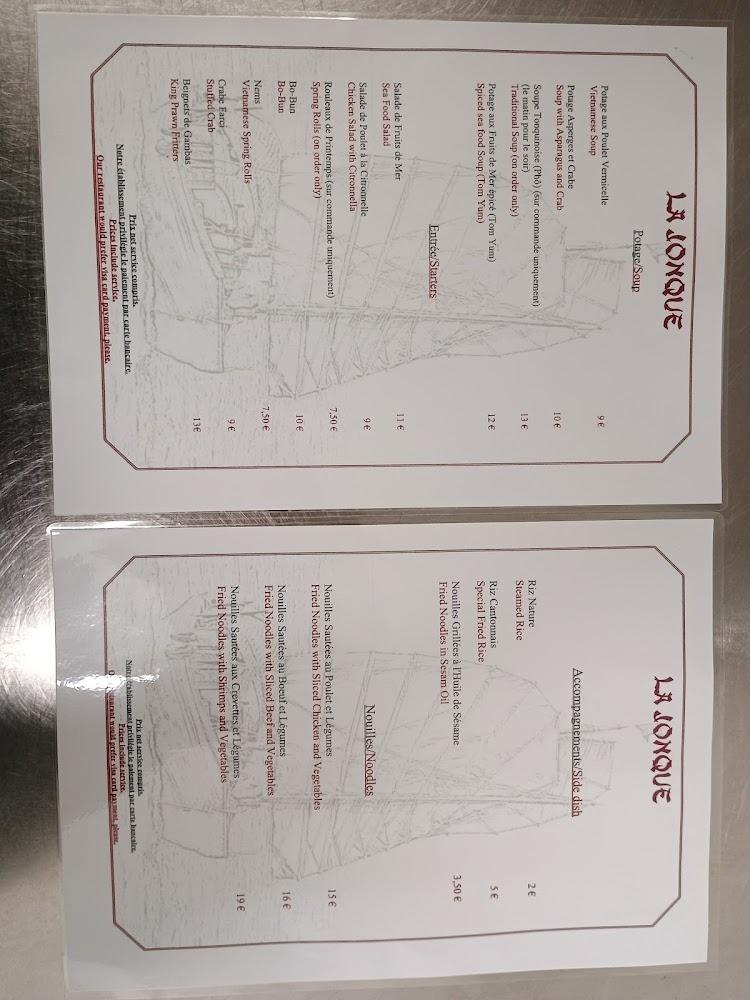 RESTAURANT LA JONQUE - Menu Image 1