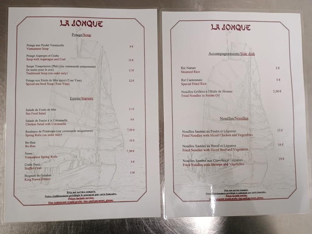 RESTAURANT LA JONQUE - Menu Image 2
