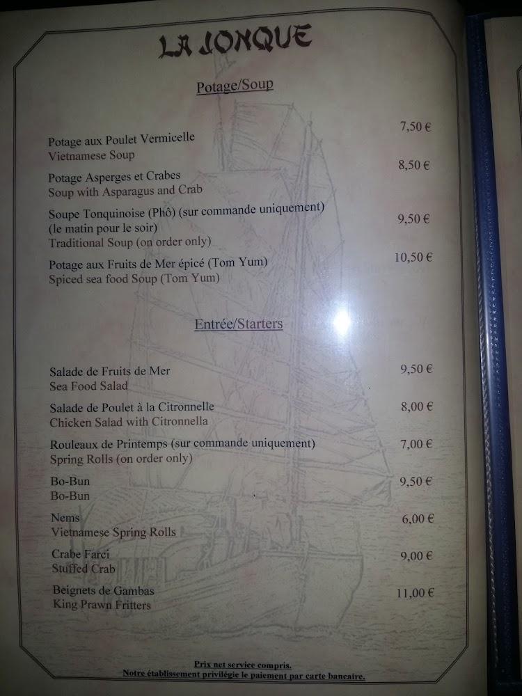 RESTAURANT LA JONQUE - Menu Image 4